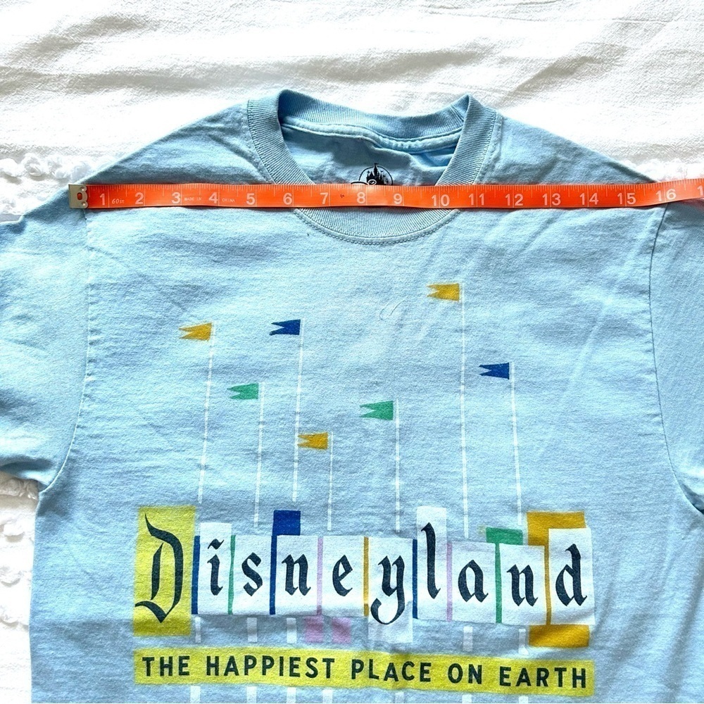 Disney Disneyland Happiest place on Earth Light blue Cotton T shirt fr Sz S - Picture 12 of 13